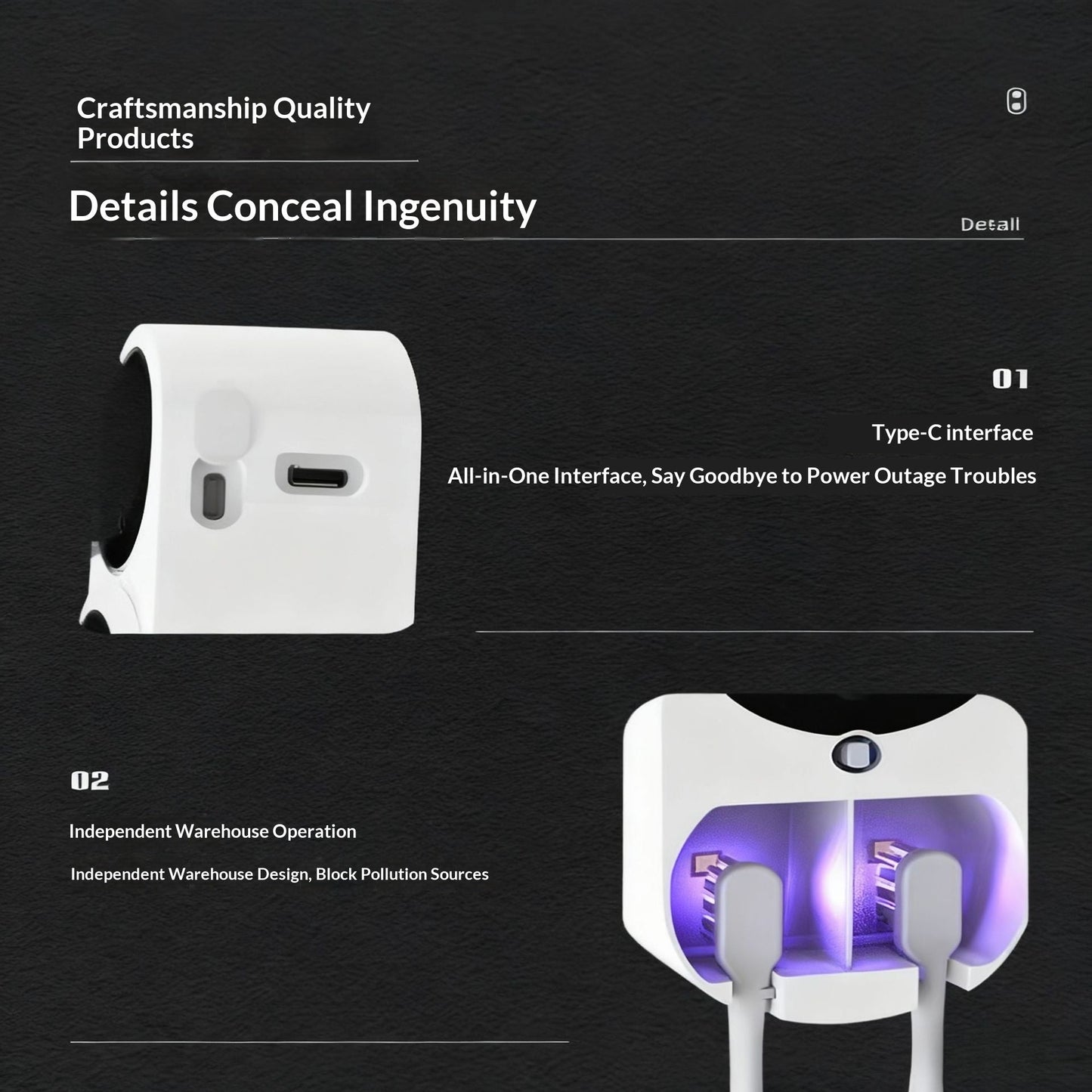 Nectavira® Dual Compartment Automatic Toothbrush Sanitizer