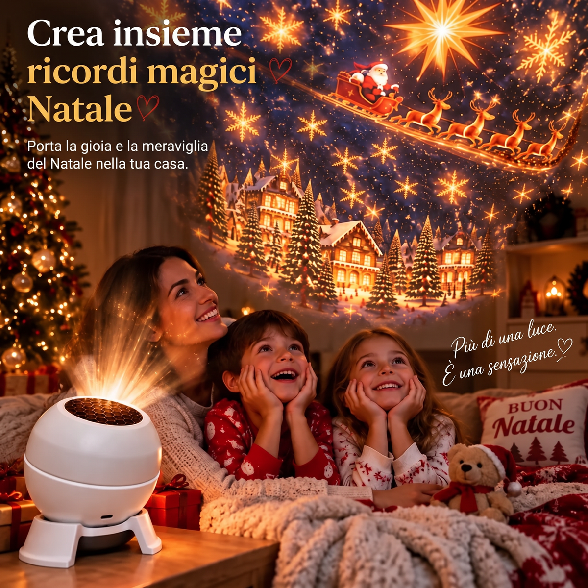 🚢🎅Proiettore natalizio rotante – 8 motivi festivi